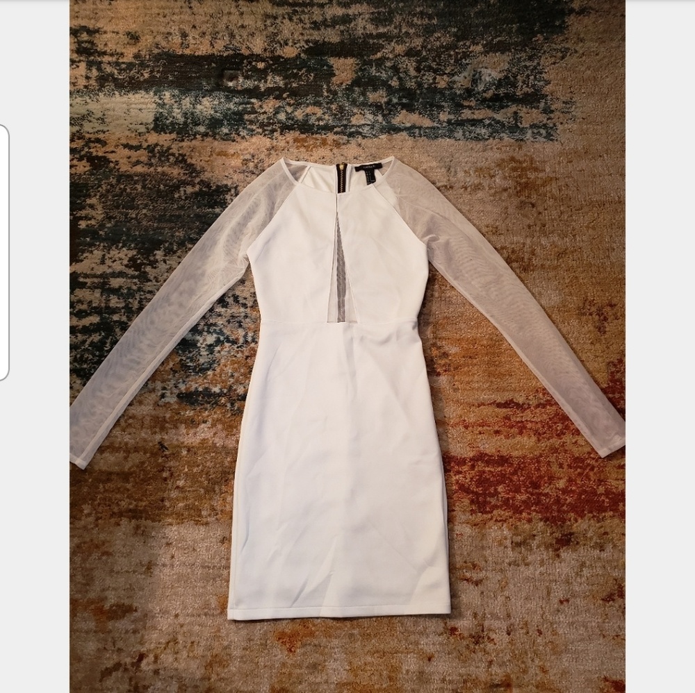 White Sheer Sleeve Dress